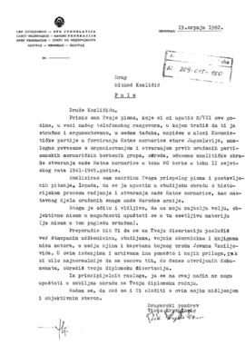 Вицко Крстуловић писмо за Митхада Козличића