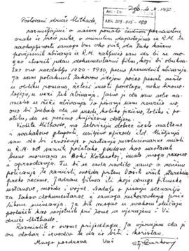 С. Жарковић писмо за Митхада Козличића