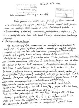 С. Жарковић писмо за Митхада Козличића